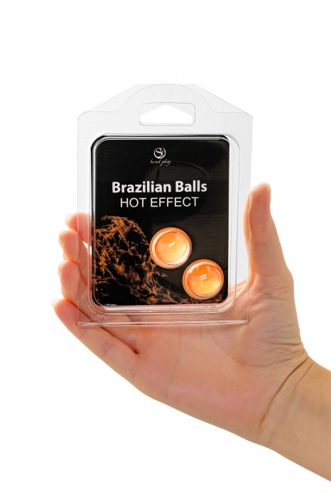 Набор из 2 шариков с массажным маслом Brazilian Balls с разогревающим эффектом - Secret Play - купить с доставкой в Москве