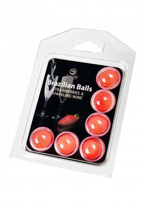 Набор из 6 шариков с массажным маслом Brazilian Balls с ароматом шампанского и клубники - Secret Play - купить с доставкой в Москве