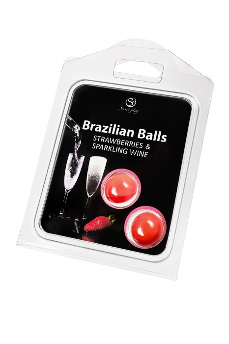 Набор из 2 шариков с массажным маслом Brazilian Balls с ароматом клубники и шампанского - Secret Play - купить с доставкой в Москве