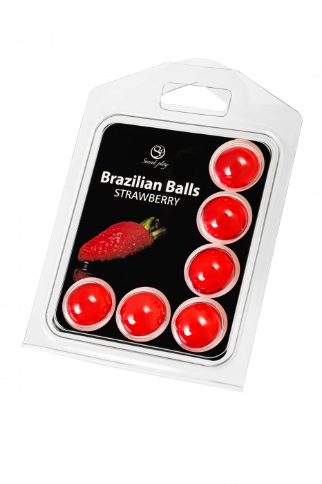 Набор из 6 шариков с массажным маслом Brazilian Balls с ароматом клубники - Secret Play - купить с доставкой в Москве