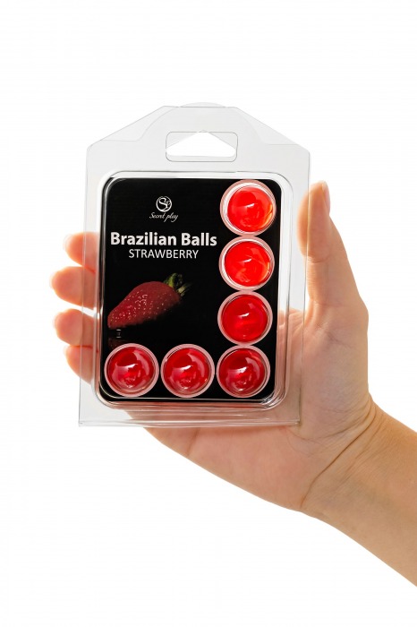 Набор из 6 шариков с массажным маслом Brazilian Balls с ароматом клубники - Secret Play - купить с доставкой в Москве