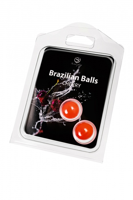 Набор из 2 шариков с массажным маслом Brazilian Balls с ароматом вишни - Secret Play - купить с доставкой в Москве
