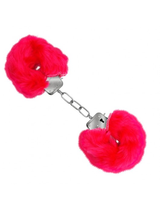 Красные меховые наручники Love с ключиками - Baile - купить с доставкой в Москве