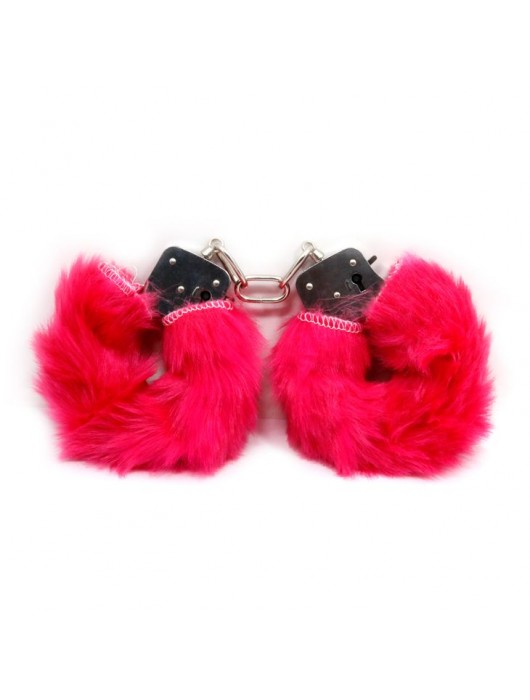 Красные меховые наручники Love с ключиками - Baile - купить с доставкой в Москве