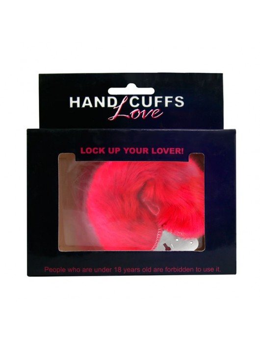 Красные меховые наручники Love с ключиками - Baile - купить с доставкой в Москве