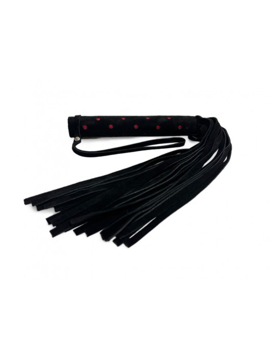 Черная замшевая плеть с красными точками на рукояти Red dot Princess - 43 см. - БДСМ Арсенал - купить с доставкой в Москве