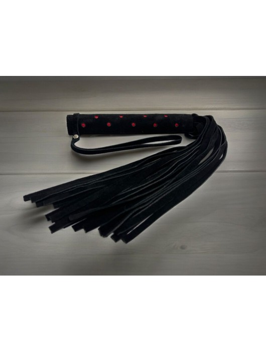 Черная замшевая плеть с красными точками на рукояти Red dot Princess - 43 см. - БДСМ Арсенал - купить с доставкой в Москве