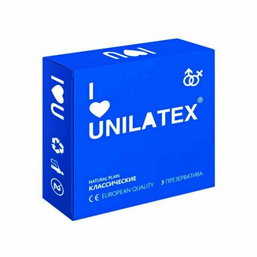 Классические презервативы Unilatex Natural Plain - 3 шт. - Unilatex - купить с доставкой в Москве