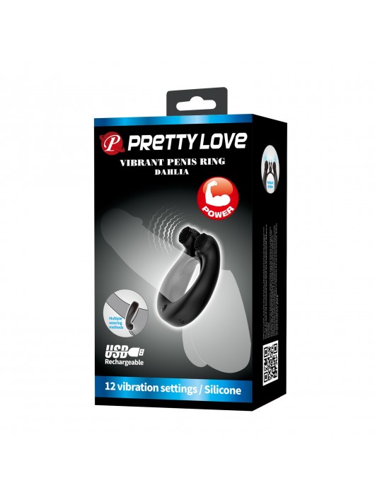 Черное эрекционное кольцо Dahlia с 2 стимулирующими щеточками - Baile - в Москве купить с доставкой