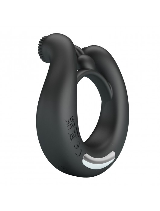 Черное эрекционное кольцо Dahlia с 2 стимулирующими щеточками - Baile - в Москве купить с доставкой