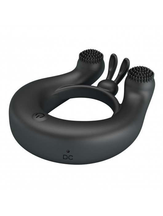 Черное эрекционное кольцо Dahlia с 2 стимулирующими щеточками - Baile - в Москве купить с доставкой
