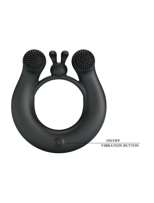 Черное эрекционное кольцо Dahlia с 2 стимулирующими щеточками - Baile - в Москве купить с доставкой