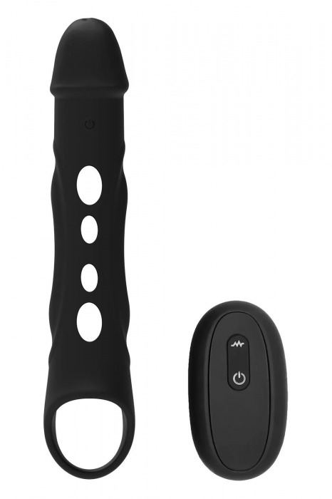 Черная насадка-удлинитель Vibrating Extender With Remote с вибрацией - Dream Toys - в Москве купить с доставкой