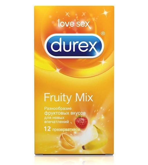 Презервативы с фруктовыми вкусами Durex Fruity Mix - 12 шт. - Durex - купить с доставкой в Москве