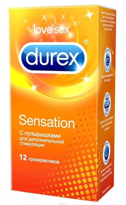 Презервативы с точечной структурой Durex Sensation - 12 шт. - Durex - купить с доставкой в Москве