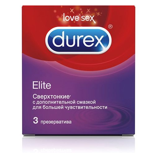 Сверхтонкие презервативы Durex Elite - 3 шт. - Durex - купить с доставкой в Москве