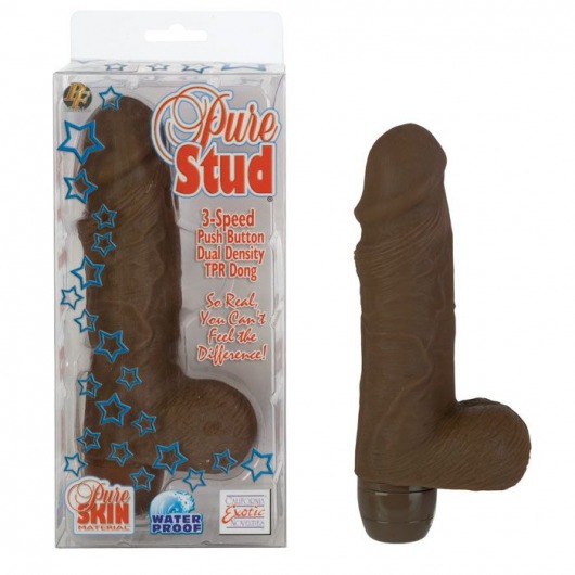 Вибромассажер коричневого цвета Pure Stud - 16 см. - California Exotic Novelties