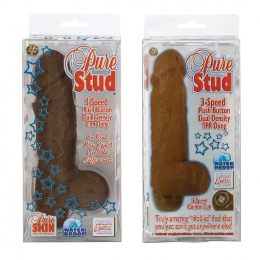 Вибромассажер коричневого цвета Pure Stud - 16 см. - California Exotic Novelties