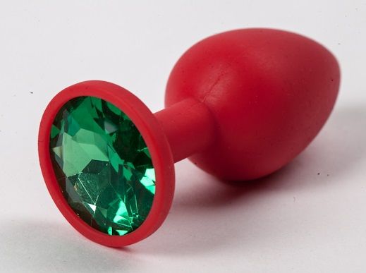 Красная силиконовая пробка с зеленым кристаллом - 7,1 см. - 4sexdreaM - купить с доставкой в Москве