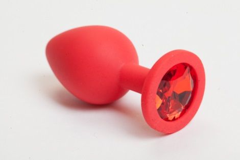 Красная силиконовая пробка с алым стразом - 7,1 см. - 4sexdreaM - купить с доставкой в Москве