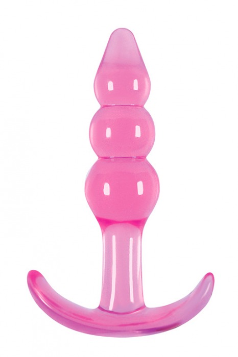 Розовая анальная пробка Jelly Rancher T-Plug Ripple - 10,9 см. - NS Novelties