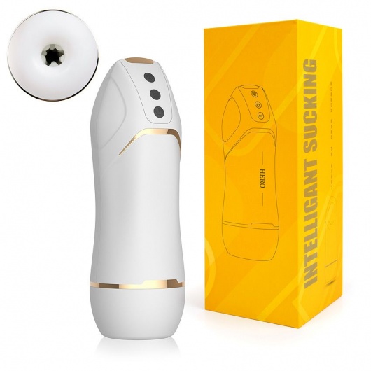 Белый вибромастурбатор Hero с режимом вакуума - A-LOVING - в Москве купить с доставкой