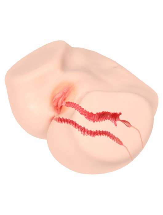 Телесный полуторс с двойным слоем материала и вибрацией Vanilla Onahole Real Vagina - KOKOS - в Москве купить с доставкой