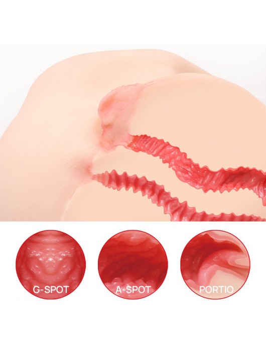 Телесный полуторс с двойным слоем материала и вибрацией Vanilla Onahole Real Vagina - KOKOS - в Москве купить с доставкой