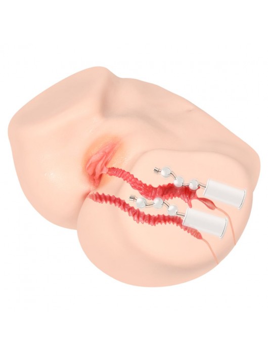 Телесный полуторс с двойным слоем материала и вибрацией Vanilla Onahole Real Vagina - KOKOS - в Москве купить с доставкой