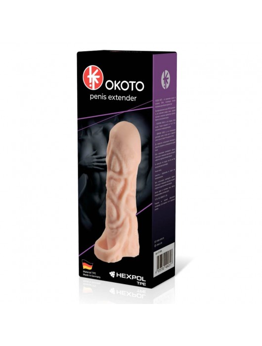Телесная насадка-удлинитель Okoto с богатым рельефом поверхности - 16 см. - Sitabella - в Москве купить с доставкой