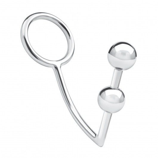 Кольцо на пенис с анальным стимулятором Two Bead Stainless Steel Anal Hook   Cock Ring - BlueLine - в Москве купить с доставкой
