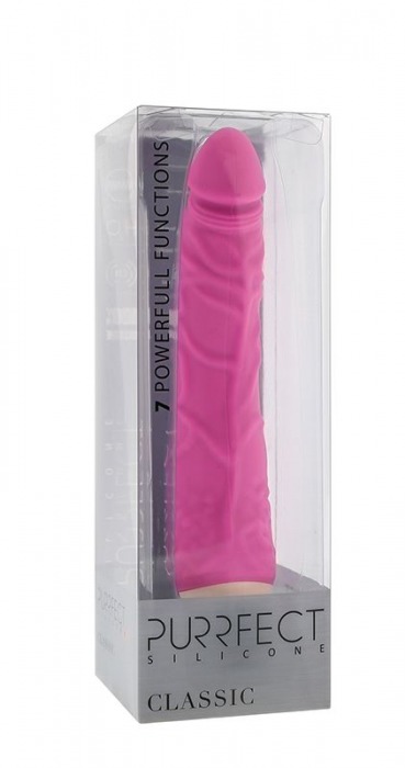 Розовый вибратор-реалистик с венками PURRFECT SILICONE CLASSIC 7.1INCH PINK  - 18 см. - Dream Toys