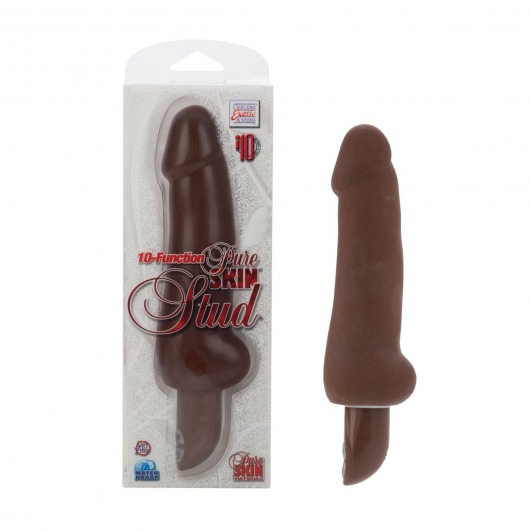Коричневый вибратор STUD 10-Function Pure Skin - 17,25 см. - California Exotic Novelties