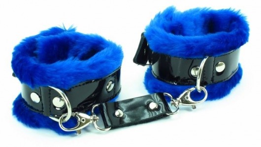Синие наручники с мехом BDSM Light - БДСМ Арсенал - купить с доставкой в Москве