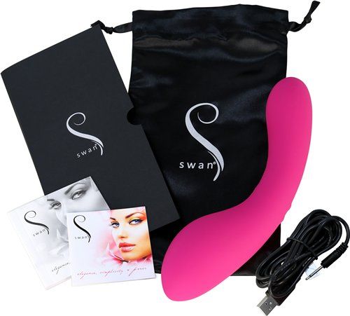 Многофункциональный двусторонний вибромассажер Swan Wand Recharge - 23,5 см. - BMS Factory