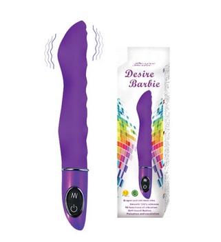 Фиолетовый вибромассажер с увеличенной головкой Desire Barbie - 22 см. - Baile