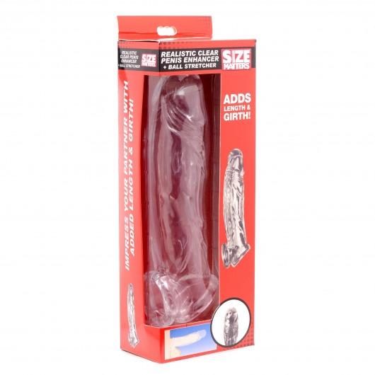 Прозрачная насадка для увеличения члена Realistic Clear Penis Enhancer and Ball Stretcher - 20,3 см. - XR Brands - в Москве купить с доставкой