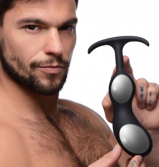 Черный массажер простаты с утяжелителями Premium Silicone Weighted Prostate Plug XL - 20,8 см. - XR Brands - в Москве купить с доставкой