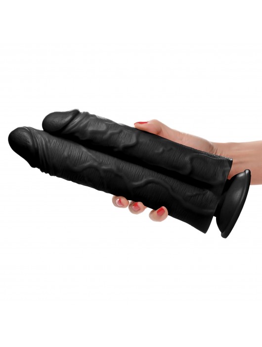 Черный сдвоенный фаллоимитатор Double Stuffer 10’’ Double Pecker Dildo - 27 см. - XR Brands