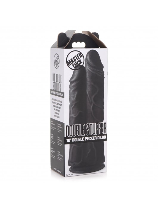 Черный сдвоенный фаллоимитатор Double Stuffer 10’’ Double Pecker Dildo - 27 см. - XR Brands