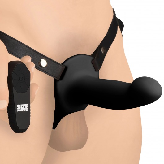 Черный полый страпон с вибрацией 2’’ Erection 28X Smooth Vibrating Silicone Penis Sheath - XR Brands - купить с доставкой в Москве