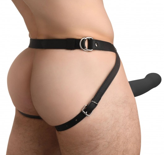 Черный полый страпон с вибрацией 2’’ Erection 28X Smooth Vibrating Silicone Penis Sheath - XR Brands - купить с доставкой в Москве