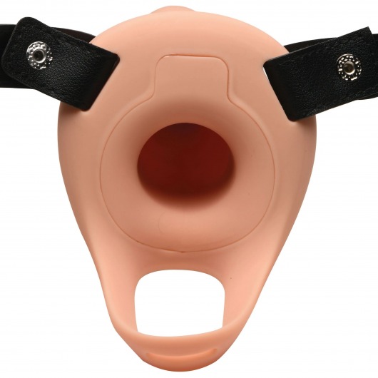 Телесный полый страпон 2  Erection 28X Smooth Vibrating Silicone Penis Sheath - 16 см. - XR Brands - купить с доставкой в Москве