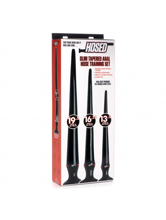 Набор из 3 черных больших гибких анальных стимуляторов Slim Tapered Anal Hose Trainer Set - XR Brands
