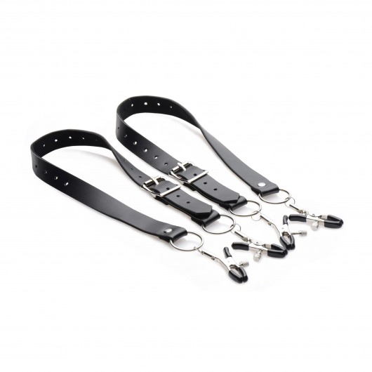 Ремни с зажимами для половых губ Spread Labia Spreader Straps with Clamps - XR Brands - купить с доставкой в Москве