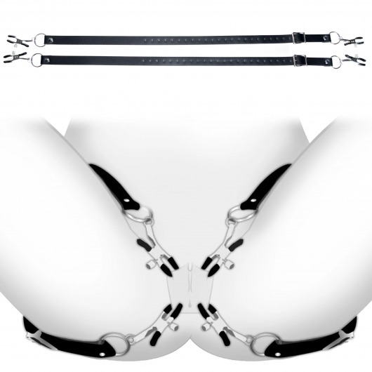 Ремни с зажимами для половых губ Spread Labia Spreader Straps with Clamps - XR Brands - купить с доставкой в Москве
