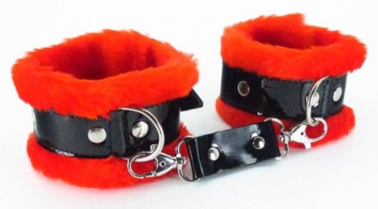 Красные наручники с мехом BDSM Light - БДСМ Арсенал - купить с доставкой в Москве
