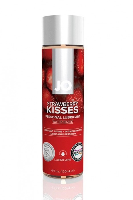 Лубрикант на водной основе с ароматом клубники JO Flavored Strawberry Kiss - 120 мл. - System JO - купить с доставкой в Москве