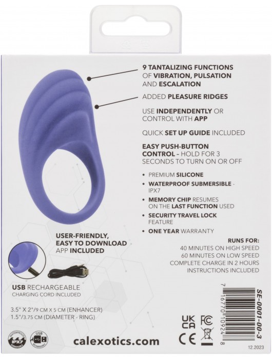 Фиолетовое эрекционное виброкольцо Couples Ring с управлением через приложение - California Exotic Novelties - в Москве купить с доставкой