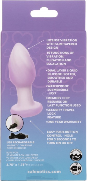 Сиреневая анальная пробка Ridge Probe с вибрацией - 9,5 см. - California Exotic Novelties